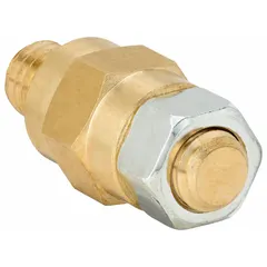 This brass battery terminal bolt is designed for negative polarity connections. It features a 3/8"-16 stud size and 1-1/2" overall length, using a bolt-type connection to secure cable ends on battery posts. Suitable for use in automotive, marine, and industrial battery systems.