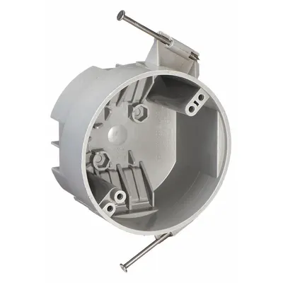 RACO Electrical Box: Thermoplastic, Nonmetallic Material & Nominal Size, Round - Ceiling Electrical Boxes