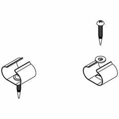 Clip assembly for securing fiberglass grating to support structures. Constructed from 316 stainless steel for corrosion resistance. Suitable for use in industrial environments where metal fasteners may be exposed to corrosive conditions.