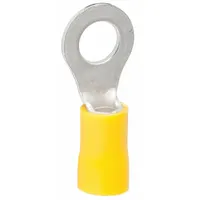GARDNER BENDER Ring Terminal: Yellow, Vinyl Insulation, 1/4 in Stud Size, 600 V (MPN 10-107)