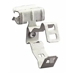 Steel beam mount for conduit, pipe, and cable with corrosion-resistant coated finish. Hammer-on mounting style fits beam flange thicknesses from 5/16 in to 1/2 in. Supports 25 lb load capacity, rotates 360°, and accommodates 1/2 in and 3/4 in EMT conduit or cable ODs from 0.709 in to 1.181 in. cULus listed.