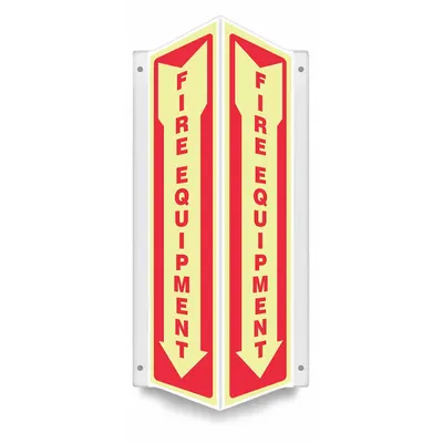CONDOR Safety Sign: PETG, Mounting Holes Sign Mounting, 18 in x 7 1/2 in Nominal Sign Size - V-Shape Projection Fire Equipment Signs
