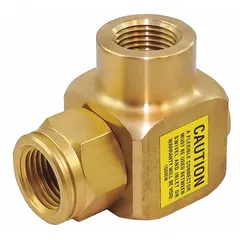 Brass hose reel swivel with 1/2 in FNPT inlet and outlet, 90° angle, and nitrile seal. Designed for use with COXREELS 1125/EN/P/S/SG/T/XTM reel series to allow rotation and reduce hose kinking in industrial hose management applications.