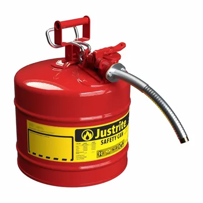 JUSTRITE TYPE II SAFETY CAN: For Use With Flammables, 5 gal Capacity - Flammable Liquids Safety Cans