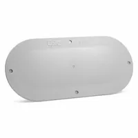 Gray polycarbonate mounting plate designed for covering and protecting vehicle light mounts and brackets. Measures 7 7/8 inches long by 3 5/8 inches high. Supplied as a 2-pack for use in commercial and industrial lighting applications on trucks, trailers, and heavy equipment