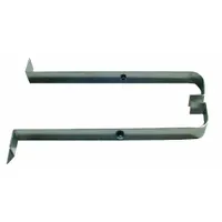 This hanger strap set is a speed rack accessory made of stainless steel with a silver finish. It measures 9 1/2 inches in overall length and 1 inch in overall width. Used to secure and organize hanging items in commercial kitchens or industrial storage environments