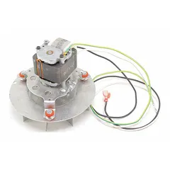 This REZNOR Venter Motor and Wheel Assembly is a replacement component for HVACR systems, designed to exhaust combustion gases and maintain proper draft in gas-fired heating equipment. It is compatible with manufacturer part number UDAP-100 and is commonly used in commercial and industrial unit heaters.