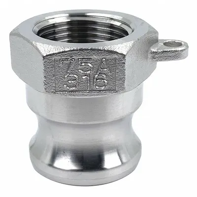OEM Cam and Groove Adapter: 3/4 in Coupling Size, 3/4 in-14 Thread Size, 1 17/32 in Overall Lg - Type A Stainless Steel Cam & Groove Fittings
