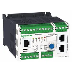 Motor management system for monitoring, protection, and control of three-phase motors. Supports current range 1.35 A to 27 A with Modbus communication for integration into industrial automation networks. Suitable for applications such as conveyors, pumps, and fans.
