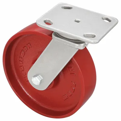 HAMILTON Plate Caster: Swivel, No Brake, Iron, 8 in Wheel Dia, 2 in Wheel Wd - Heavy-Duty Plate Casters