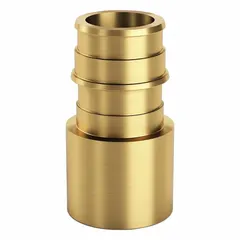 Brass barbed x cup adapter with 3/8 in ID x 39/64 in ID x 1/2 in Pipe Size. Uses expansion PEX connection method. Suitable for connecting PEX tubing to copper or threaded systems in plumbing and hydronic heating applications.