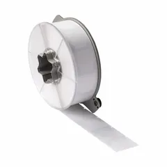 Polyester flag label with black-on-white printing, sized 2 in x 1 29/32 in, for wire diameters from 0.06 in to 0.25 in. Designed for use with A5500 printer series and SSR6002 ribbon. Suitable for industrial wire and cable identification.