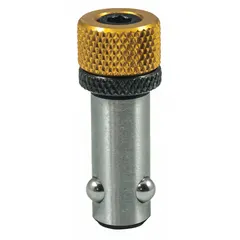 Ball lock bolt for accessory-to-tabletop mounting. Outside diameter 0.6 in, hex wrench size 1/4 in. Used in modular fixturing and workholding setups for quick repositioning of components on weld tables or assembly stations.