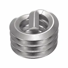 Screw-locking tanged helical insert for repairing or reinforcing internal threads in metal. Features 1/4"-20 coarse thread, 18-8 stainless steel, dry film lubricant finish, and tensile strength of 200,000 to 250,000 psi. Right-hand thread, inch system. Supplied in a 100-piece pack.