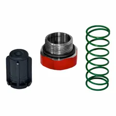 Bypass valve kit for Fill-Rite FR700 series fuel and DEF transfer pumps, including model FR710VN. Contains a bypass valve spring. Used to regulate flow and prevent overpressure during dispensing.