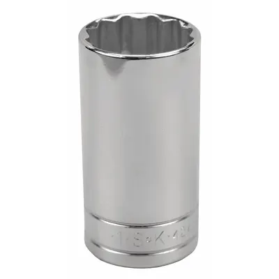 SK PROFESSIONAL TOOLS Socket: SAE, 3/8 in Drive Size, 1 in Socket Size, 12-Point, Deep - 3/8" Drive Hand Sockets