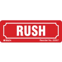 Instructional Handling Label: Rush, 3 in x 3 in, Red, 500 Labels per Roll, 500 PK (MPN 22557LS)