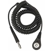 DESCO Magnetic Snap Coil Cord: Metal, No Strap, Black, 1 Strap Conductors, 6 ft Cord Lg - Max, 09180