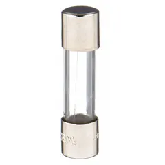 Time-delay cylindrical fuse rated 1 A, 250 V AC with a 5 mm x 20 mm body. Provides overcurrent protection in circuits subject to temporary inrush currents, such as control circuits and power supplies.