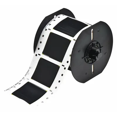 BRADY Sleeve Label: 1 in x 2 in, Polyvinylidene Fluoride, Black (Matte) - Brady Precut Sleeve Label Rolls