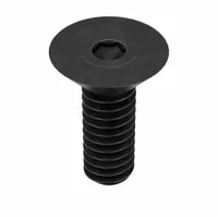 Flat head socket cap screw with 1/4"-20 thread, 1/2" length, and 5/32" drive size. Made of black oxide alloy steel for corrosion resistance. Right-hand thread, inch system. Pack of 100. Used in countersunk applications for flush mounting in machinery, jigs, and fixtures