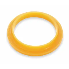 Plastic gasket for bedpan washer and flush valve repair applications. Used to create a watertight seal in commercial plumbing fixtures during maintenance. Manufactured by SLOAN.