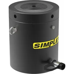 General purpose lock nut ram with 245 ton nominal capacity and 6 in nominal stroke length. Effective area of 48.69 sq in. Used for heavy lifting and load holding in industrial maintenance, construction, and manufacturing applications where mechanical load holding after each stroke is required.