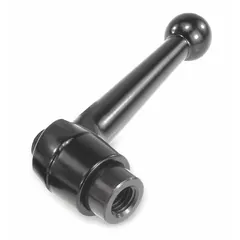 Ball-style adjustable handle with threaded hole, zinc body and steel thread. M6 thread size, 39 mm length. Used for manual clamping, positioning, and adjustment on machinery, jigs, and fixtures.