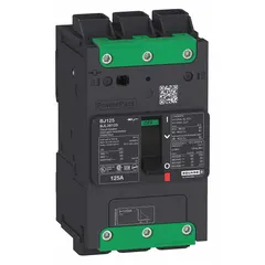 45 A molded case circuit breaker with 100kA interrupting capacity at 240V AC. Fixed instantaneous trip, Everlink Lug terminals on both ends, and ABC phase connection. Suitable for overcurrent protection in electrical distribution systems requiring high fault current handling.