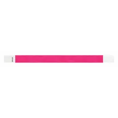 Tyvek security wristband in pink, 10 inches long and 3/4 inch wide. Supplied in a 500-count pack with no pre-printed legend, suitable for custom marking in access control, event management, and identification applications.