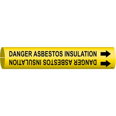 BRADY Danger Asbestos Insulation Snap-On Pipe Marker - Danger Asbestos Insulation Snap-On Pipe Markers