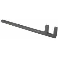 This F-shaped valve wheel wrench is constructed from alloy steel for strength. With a 17 1/2 in overall length, it provides leverage for manual operation of large valves in piping systems, such as gate and globe valves.