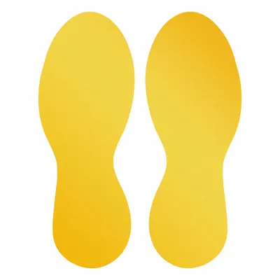 DURABLE Floor Marking Foot Shape: Footprint, Solid, Yellow, No Legend, 3 35/64 in x 9 7/16 in - Footprint-Shaped Floor Marking Tape