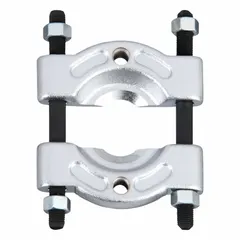 This bearing separator is used to safely remove bearings, pulleys, and gears from shafts without damaging components. It features a minimum spread of 1-1/4 in and a maximum spread of 2 in, suitable for use with bearing splitters and pullers in maintenance operations.
