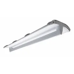 This 4 ft. linear LED bay light delivers 5,200 lumens at 4000K color temperature, operating on 120 to 277V AC. Designed for mounting heights of 8 ft to 18 ft, it replaces (2) lamp LFL fixtures. Suitable for general distribution in low-bay applications.
