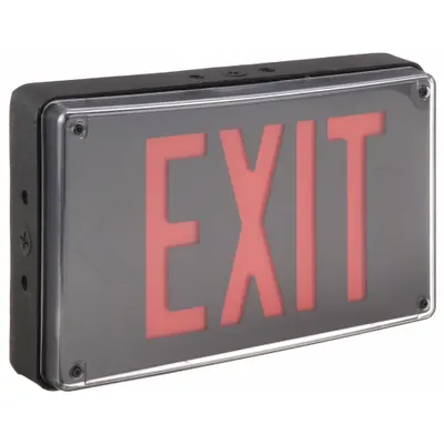 LITHONIA LIGHTING Exit Sign: Red, 1 Faces, Emergency Battery Backup, Aluminum, Nickel Cadmium - Vandal-Resistant Exit Signs