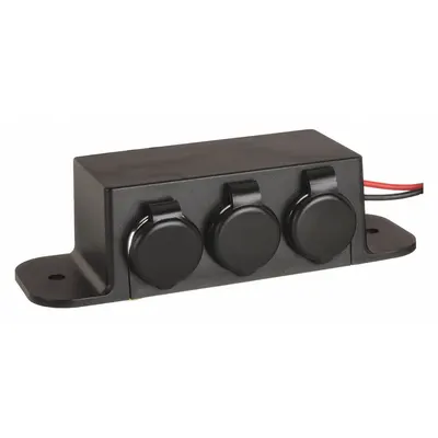 HAMSAR 3-Outlet Multisocket: Power Outlet, 3 Connections, 36 in Cord Lg - 12V Add-On Auxiliary Outlets