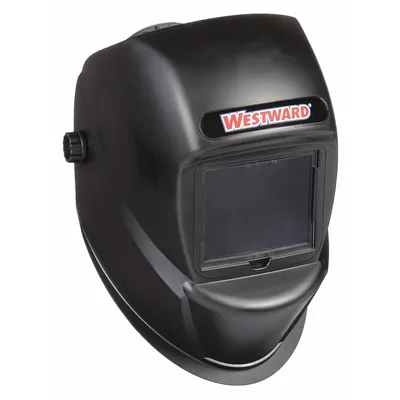WESTWARD Welding Helmet: Passive, 0 Arc Sensors, Black, W10, 4.33 in x 3.54 in, Ratchet - Passive Welding Helmets