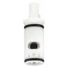 Replacement cartridge for MOEN 4999 series hot or cold valves used in bathtub and shower applications. Controls water flow to restore proper operation when the original cartridge wears out or leaks. Includes cartridge only.