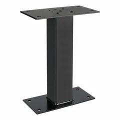 This bolt-mounted pedestal is constructed from aluminum with a black powder-coated finish. It measures 16 inches high by 3 1/2 inches wide by 3 1/2 inches deep and is designed for use with compatible drop boxes. Mounting hardware is not included.
