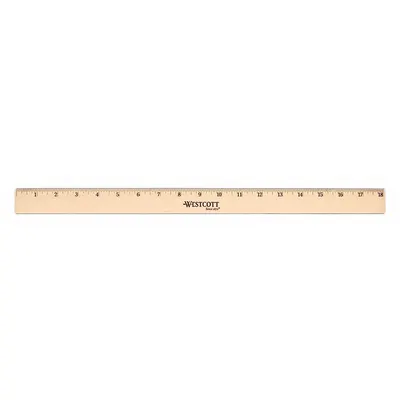 WESTCOTT Ruler: 05228, 18 in, 0.11 in Thick, 1/16 in, Clear, Black, Rigid - Wood Rulers