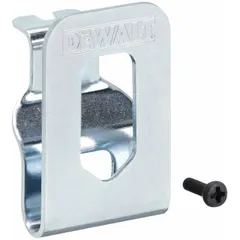 Replacement belt hook accessory for DEWALT cordless hammer drill kits. Includes hook and mounting hardware for attaching the drill to a belt or tool belt, enabling hands-free carrying and quick access during work.