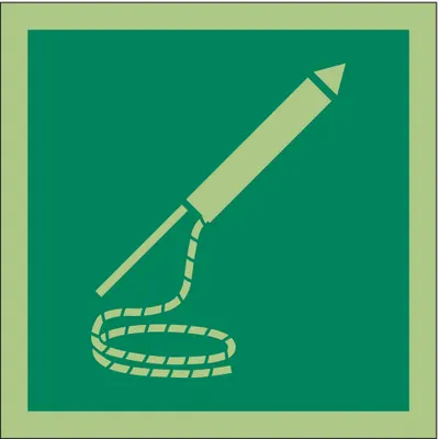 IMO (International Maritime Organization) Safety Sign: Vinyl, Adhesive Sign Mounting - Square Line Throwing Appliance Symbol Signs
