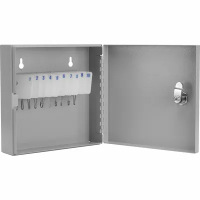 BARSKA Key Cabinet: 10 Key Capacity, Single Key Lock, Steel, Gray, 6 3/4 in Ht - Key Cabinets with Key Lock