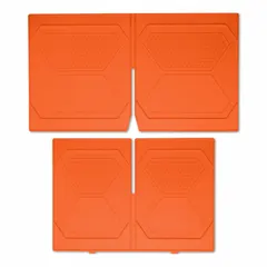 Set of two orange plastic dividers for organizing tool storage drawers. Each divider measures 9-11/16 in wide, 2 in high, and 16-5/8 in long. Designed for use with compatible MODBox rail systems to separate and secure tools and accessories.