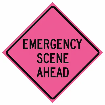 EASTERN METAL SIGNS AND SAFETY Roll Up Traffic Sign: 48 in x 48 in Nominal Sign Size, Vinyl, 0.015 in - Emergency Scene Ahead Signs