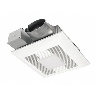 PANASONIC Bathroom Fan: Ceiling/Wall, 50 cfm_80 cfm_110 cfm Max, 0.9 sones, 3 Speed - Bathroom Exhaust Fans with Light