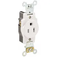 LEVITON Receptacle: Single, 5-15, White, 125V AC, 15 A, 2 Pole / 3 Wire (MPN 5261-W)