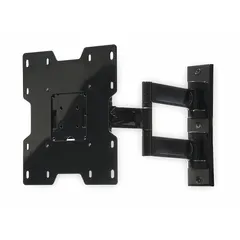 Steel tilting wall mount for 22 to 43 inch screens, supporting up to 80 lb. Tilt range of 5° down and 15° up. Black fused epoxy finish. Includes universal screen adapter and mounting hardware.