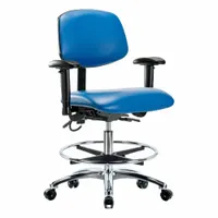 ESD Task Chair: Vinyl, Arms Included, Ht Range 21 1/2 in to 29 in, 18 1/2 in Seat Wd, 17 in Seat Dp (MPN BR-ESD-VMBCH-CR-T0-A1-CF-EC-ESDBLU)